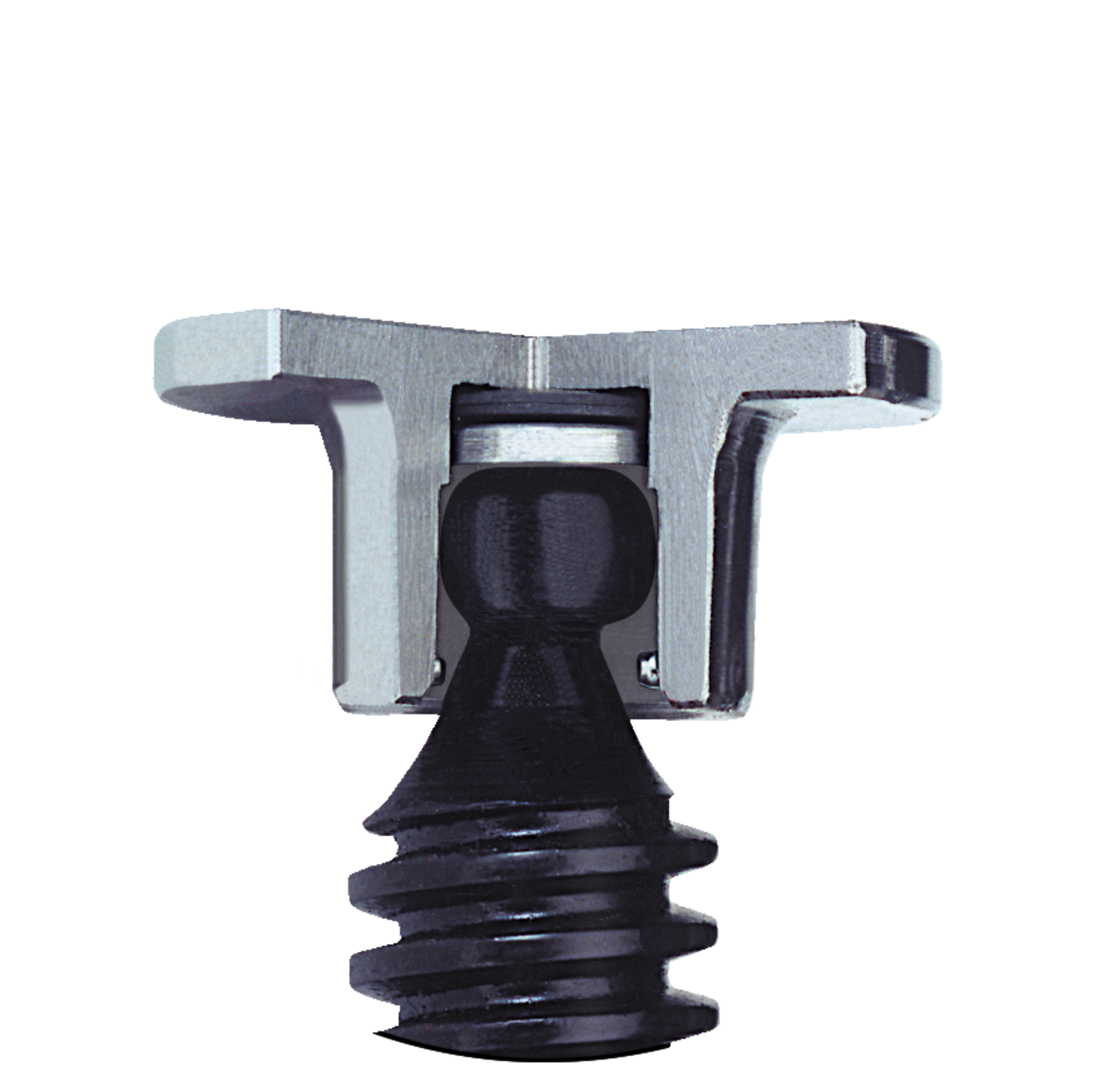 The built-in suspension of the malleable cast iron VIRIDIS screw jacks of the 493P series in cross-section