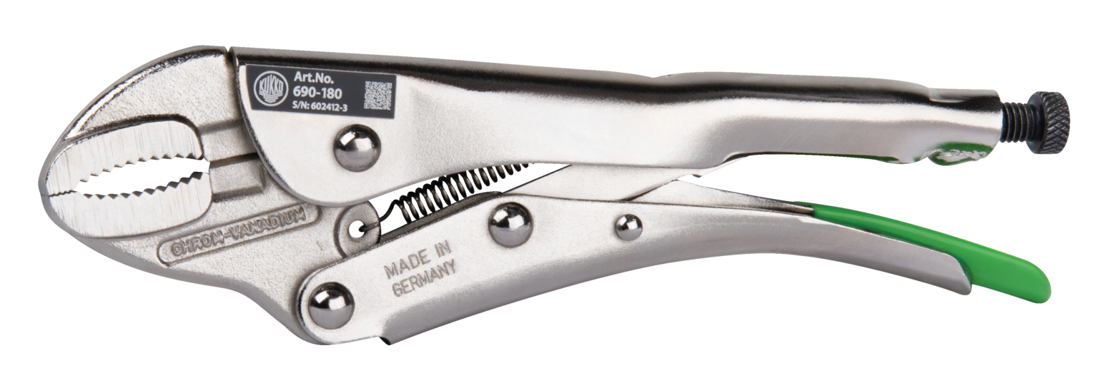The universal grip pliers 690-180 for securely holding round, profile and flat material