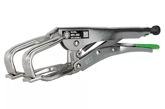 A close-up of a 695 series welder's grip tong