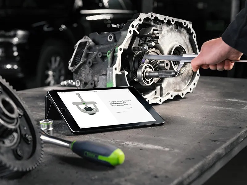 The KUKKO Configurator runs on a tablet in a workshop
